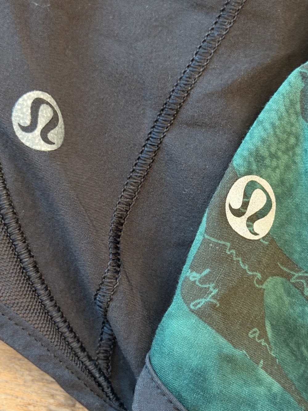 lululemon athletica Black and Teal Athletic Shorts
